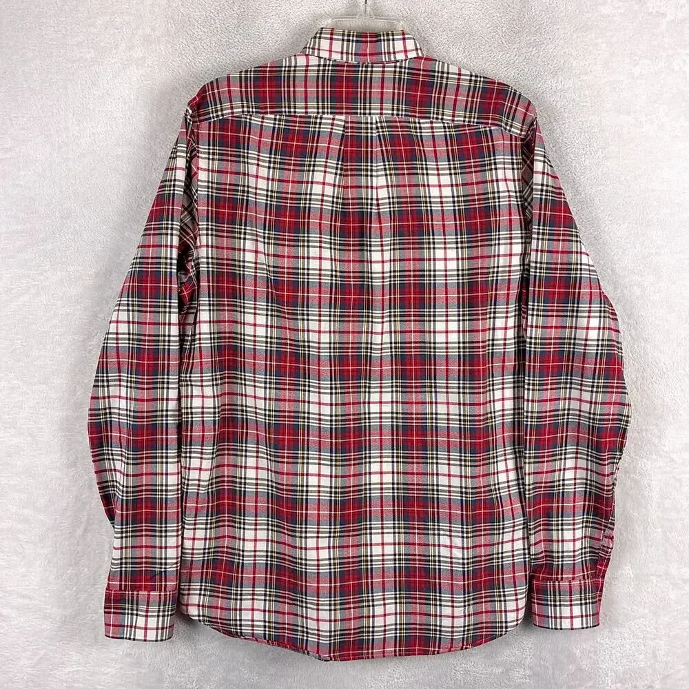 J.Crew Shirt Mens M Tall Red White Plaid Broken In Oxford Preppy Heritage OCBD